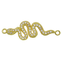 Cubic Zirconia Micro Pave Brass Connector, Snake, plated, micro pave cubic zirconia & 1/1 loop Approx 2mm 