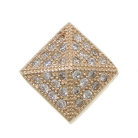 Cubic Zirconia Micro Pave Brass Beads, Rhombus, plated, micro pave cubic zirconia & hollow Approx 1.8mm 
