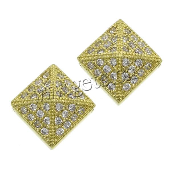 Cubic Zirconia Micro Pave Brass Beads, Rhombus, plated, micro pave cubic zirconia & hollow, more colors for choice, 13x13x5mm, Hole:Approx 1.8mm, Sold By PC