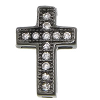 Cubic Zirconia Micro Pave Brass Connector, Cross, plated, micro pave cubic zirconia Approx 0.8-1.8mm 