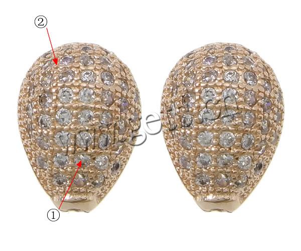 Cubic Zirconia Micro Pave Brass Beads, Teardrop, plated, micro pave 46 pcs cubic zirconia, more colors for choice, 9x12x9mm, Hole:Approx 1.5mm, Sold By PC