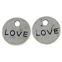 Zinc Alloy Message Pendants, Coin, word love, plated, with letter pattern Approx 1mm, Approx 
