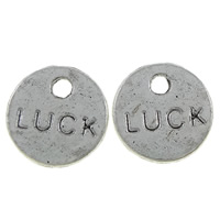 Zinc Alloy Message Pendants, Coin, word luck, plated, with letter pattern Approx 1.5mm 