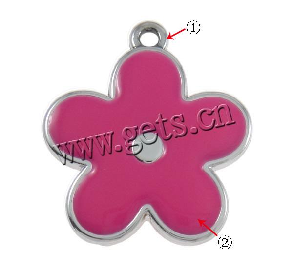 Enamel Acrylic Pendants, Flower, UV plating, more colors for choice, 33x36x5mm, Hole:Approx 2mm, Sold By PC