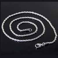 Stainless Steel Chain Necklace, rope chain, original color, 2.3mm Approx 18 Inch 
