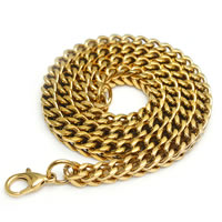 acero inoxidable Collar de cadena, chapado en color dorado, cadena de trigo, más colores para la opción, 6mm, longitud:aproximado 23.5 Inch, Vendido por Sarta