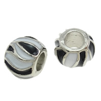 Enamel Zinc Alloy European Beads, Drum, plated, large hole Approx 5.8mm 