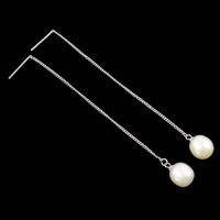 Sterling Silver Pearl Drop Earring, Freshwater Pearl, sterling silver earring string, Teardrop, white 