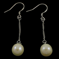 Freshwater Pearl Drop Earring, sterling silver earring hook, Teardrop, white 