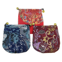 Sac cadeau en soie, satin, rectangle, avec le motif de fleurs, couleurs mélangées Vendu par sac
