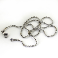 acero inoxidable Collar de cadena, cadena de cuerda & más tamaños para la opción, color original, longitud:aproximado 19.5 Inch, Vendido por Sarta