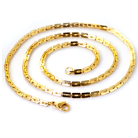 Stainless Steel Chain Necklace, gold color plated, rectangle chain 3mm Approx 19.5 Inch 