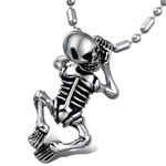 316L Stainless Steel Necklace, Skeleton, ball chain & blacken Approx 21.5 Inch 