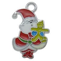 Zinc Alloy Christmas Pendants, Santa Claus, platinum color plated, enamel nickel, lead & cadmium free Approx 2.5mm 