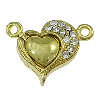 Zinc Alloy Magnetic Clasp, Heart, plated, with rhinestone & single-strand nickel, lead & cadmium free Approx 2mm 