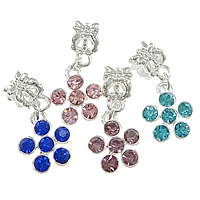 Zinc Alloy European Pendants, Flower, Customized & with rhinestone, mixed colors, 25mm Approx 4.5mm 