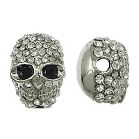 Rhinestone Zinc Alloy Beads, with Zinc Alloy, Skull, plated, with A grade rhinestone Approx 2mm 