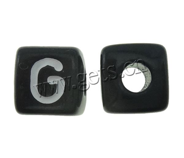 Plastic Alphabet Beads, different size for choice & with letter pattern & mixed & four-sided, black, Hole:Approx 4mm, Sold By Bag