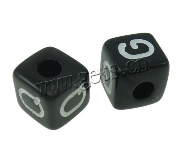 Plastic Alphabet Beads, different size for choice & with letter pattern & mixed & four-sided, black, Hole:Approx 4mm, Sold By Bag