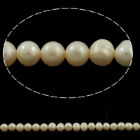 Perle comme Pommes de terre perles d'eau douce, perle d'eau douce cultivée, pomme de terre, naturel, blanc, grade A, 6-7mm Environ 0.8mm .5 pouce, Vendu par brin