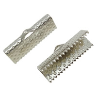 Iron Ribbon Crimp End, Rectangle, plated, textured Approx 2mm 