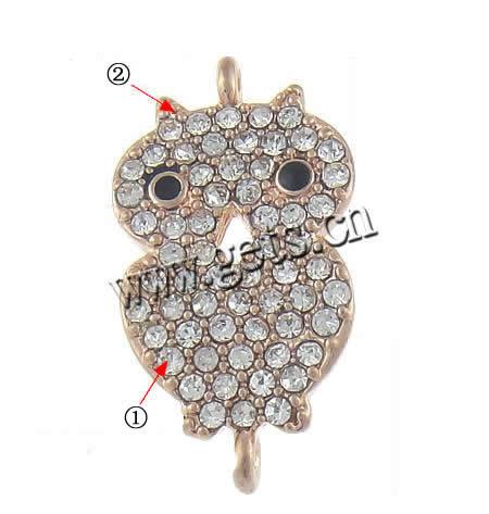 Animal Zinc Alloy Connector, plated, with Mideast rhinestone & enamel & 1/1 loop, more colors for choice, cadmium free, 21x11.5x2.5mm, Hole:Approx 1.5mm, Sold By PC