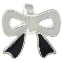 Enamel Sterling Silver European Beads, 925 Sterling Silver, Bowknot, plated, without troll Approx 5mm 