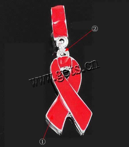 Awareness Ribbon Pendant, Zinc Alloy, plated, enamel, more colors for choice, nickel, lead & cadmium free, 13x26x2mm, Hole:Approx 5.5mm, Sold By PC