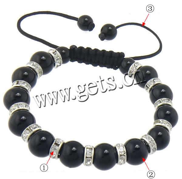 Bracelets en cristal de Woven Ball, verre, avec corde en nylon & alliage de zinc, fait à la main, Personnalisé & avec strass, 3.5x8mm, 10mm, 8mm, Longueur:Environ 7-10 pouce, Vendu par brin