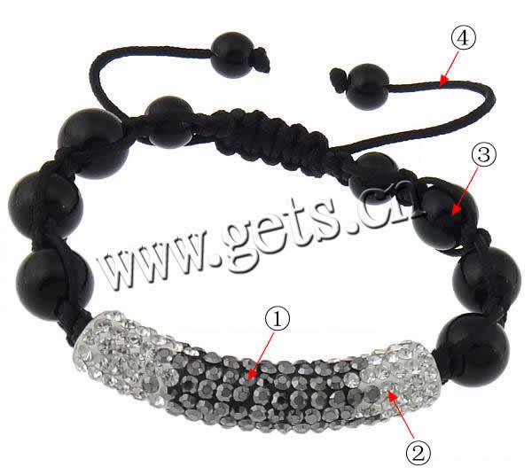 Bracelets en cristal de Woven Ball, avec corde en nylon & laiton, fait à la main, avec strass, 48x9mm, 10mm, 8mm, Longueur:Environ 6-10 pouce, Vendu par brin