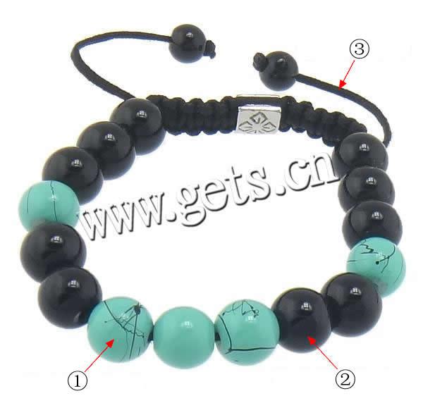 Bracelets en cristal de Woven Ball, avec corde en nylon & alliage de zinc, fait à la main, 10mm, 8mm, Longueur:Environ 6-10 pouce, Vendu par brin