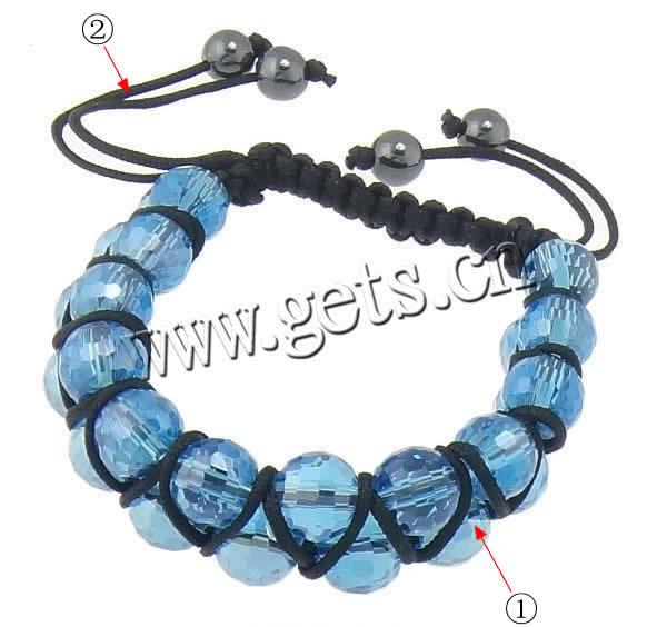 Bracelets en cristal de Woven Ball, avec corde en nylon & Hématite, fait à la main, 10mm, 8mm, Longueur:Environ 6-11 pouce, Vendu par brin