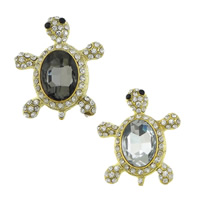 Rhinestone Zinc Alloy Ornaments, with Glass, Turtle, gold color plated, faceted & with rhinestone lead & cadmium free 