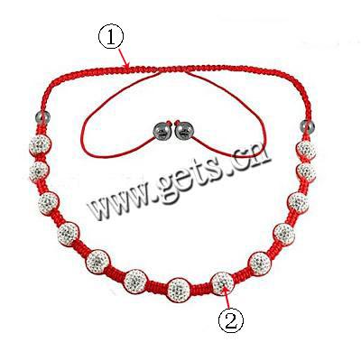 Fashion Woven Ball Necklace, Wax Cord, with Fossil Coral & Rhinestone Clay Pave, with 45 pcs rhinestone & with rhinestone, 10mm, Length:Approx 20-25 Inch, Sold By Strand