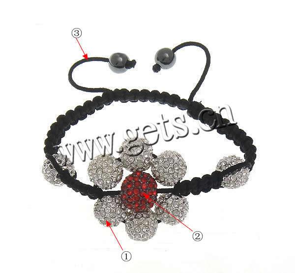 Zinc Alloy Woven Ball Bracelets, with Wax Cord & Hematite, handmade, more colors for choice, 27x32x11mm, 10mm, 8mm, Length:Approx 6-10 Inch, Sold By Strand