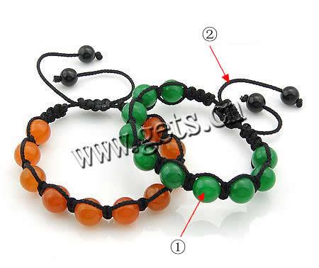 Gemstone Woven Ball Bracelets, Dyed Marble, with Nylon Cord, handmade, more colors for choice, Length:6-9.5 Inch, Sold By Strand