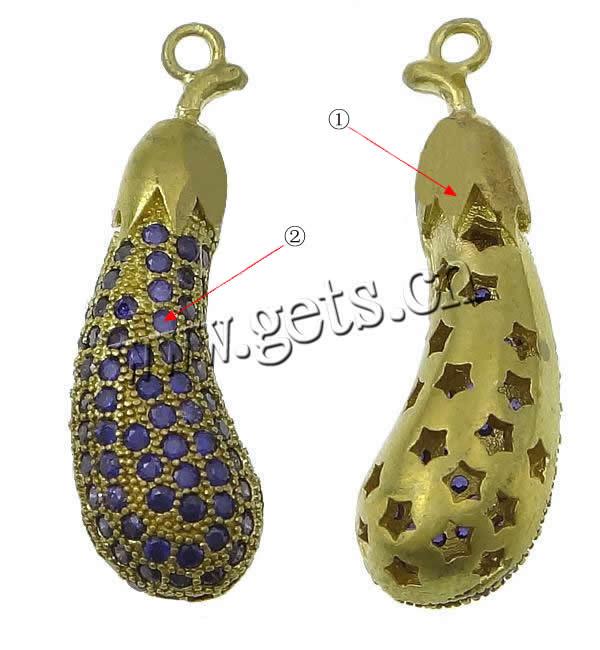 Brass Fruit Pendants, Vegetable, plated, micro pave cubic zirconia & hollow, more colors for choice, cadmium free, Hole:Approx 2mm, Sold By PC