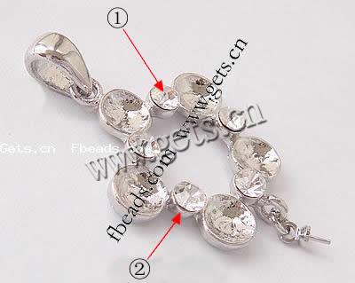 Zinc Alloy Peg Bail, with Rhinestone, Flower, more colors for choice, cadmium free, 36x27x5mm, Hole:Approx 7x4mm, Sold By PC