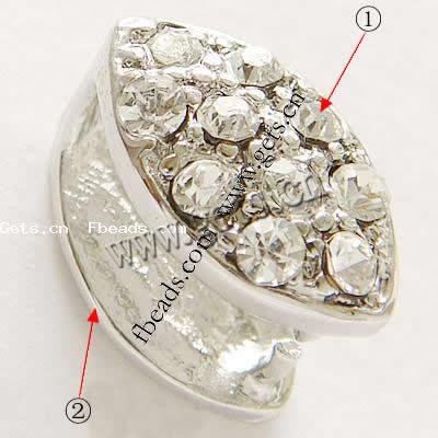 Zinc Alloy Pinch Bail, with Rhinestone, Horse Eye, more colors for choice, lead free, 14x7mm, Sold By PC