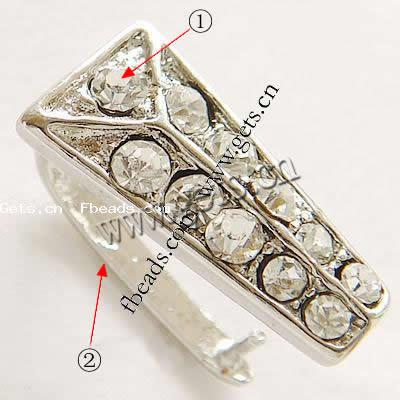 Zinc Alloy Pinch Bail, with Rhinestone, more colors for choice, lead free, 17x8mm, Sold By PC