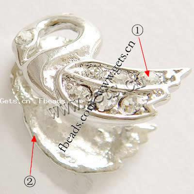 Zinc Alloy Pinch Bail, with Rhinestone, Animal, more colors for choice, lead free, 16x11mm, Sold By PC