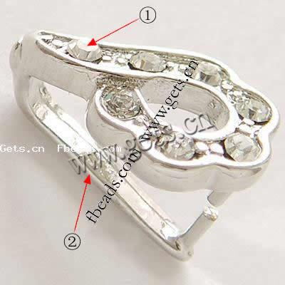 Zinc Alloy Pinch Bail, with Rhinestone, Flower, more colors for choice, lead free, 16x10mm, Sold By PC