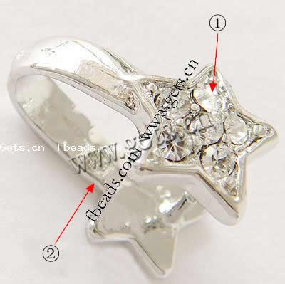 Zinc Alloy Pinch Bail, with Rhinestone, Star, more colors for choice, lead free, 17x10mm, Sold By PC