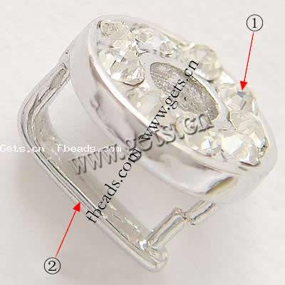 Zinc Alloy Pinch Bail, with Rhinestone, Flat Round, more colors for choice, nickel, lead & cadmium free, 10x10mm, Sold By PC