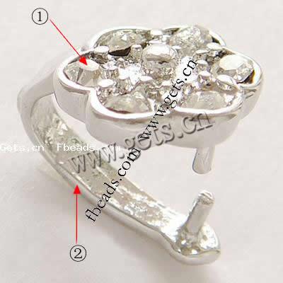 Zinc Alloy Pinch Bail, with Rhinestone, Flower, more colors for choice, lead free, 13x10mm, Sold By PC