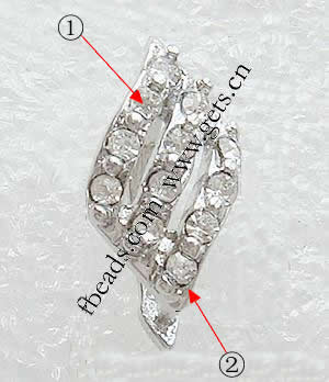 Brass Pinch Bail, Leaf, plated, with rhinestone, more colors for choice, 7x14mm, Sold By PC