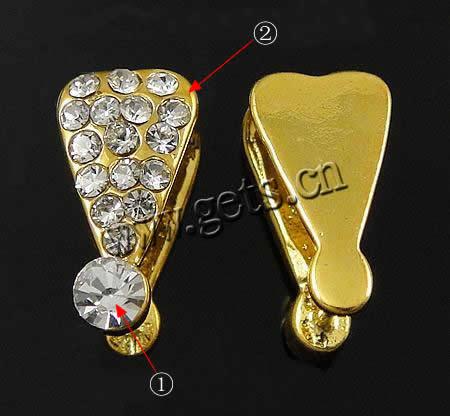 Brass Pinch Bail, Heart, plated, with rhinestone, more colors for choice, 8x15mm, Sold By PC