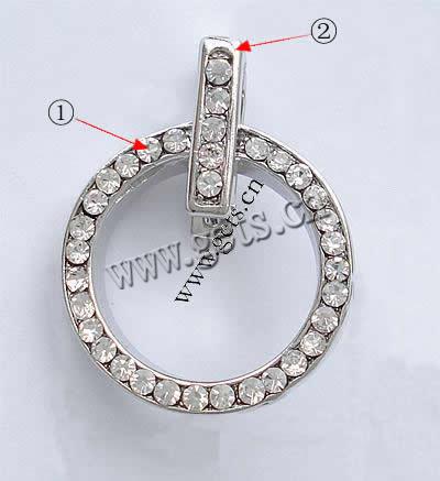 Rhinestone Brass Pendants, Donut, plated, with rhinestone, more colors for choice, 35x27mm, Sold By PC