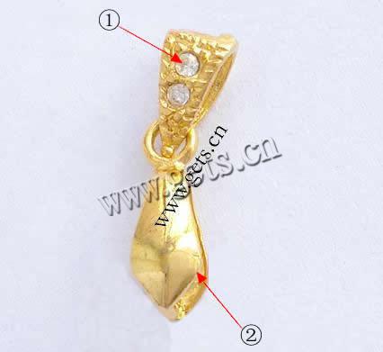 Brass Pinch Bail, plated, with rhinestone, more colors for choice, 20x5x6mm, Sold By PC