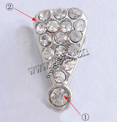 Brass Pinch Bail, Teardrop, plated, with rhinestone, more colors for choice, 8x18x8mm, Sold By PC